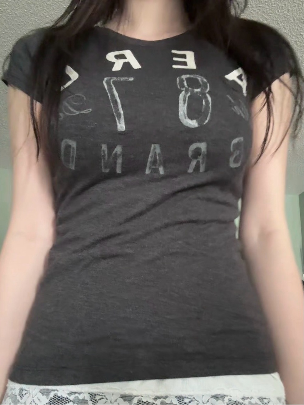 aeropostale y2k fitted grey t shirt top